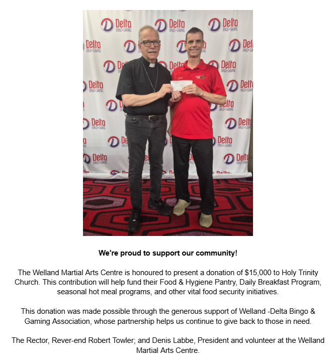 2026 Delta Bingo Donation to Holy Trinity